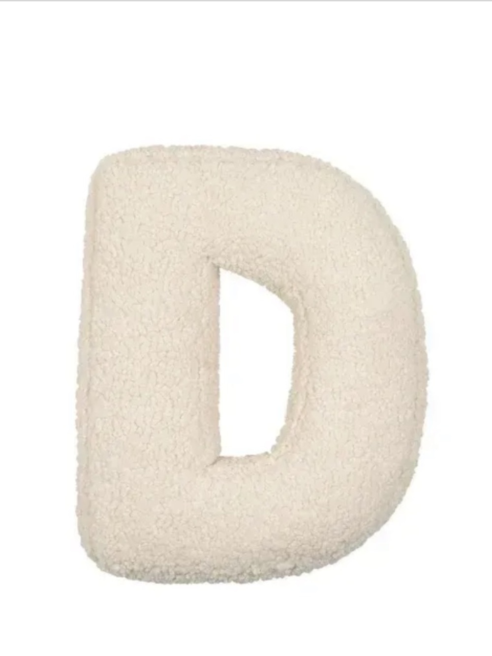 Letter ‘D’ Sherpa Throw Pillow - CREAM